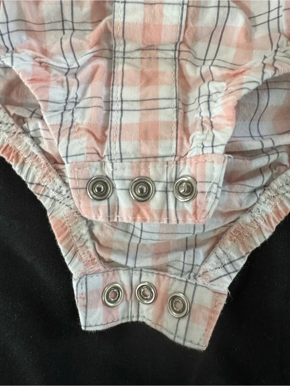 Carter's Pink and White Plaid Long-Sleeve One-Piece Bodysuit